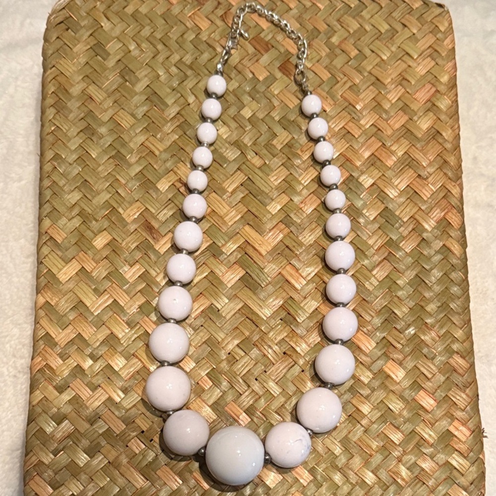 Super fun White Beaded Necklace